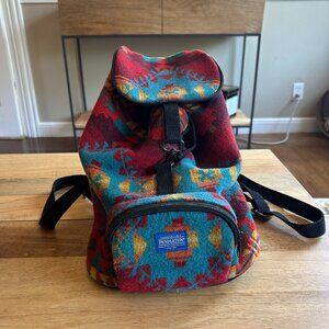 Small Pendleton Mini Backpack Drawstring Wool Aztec Blanket